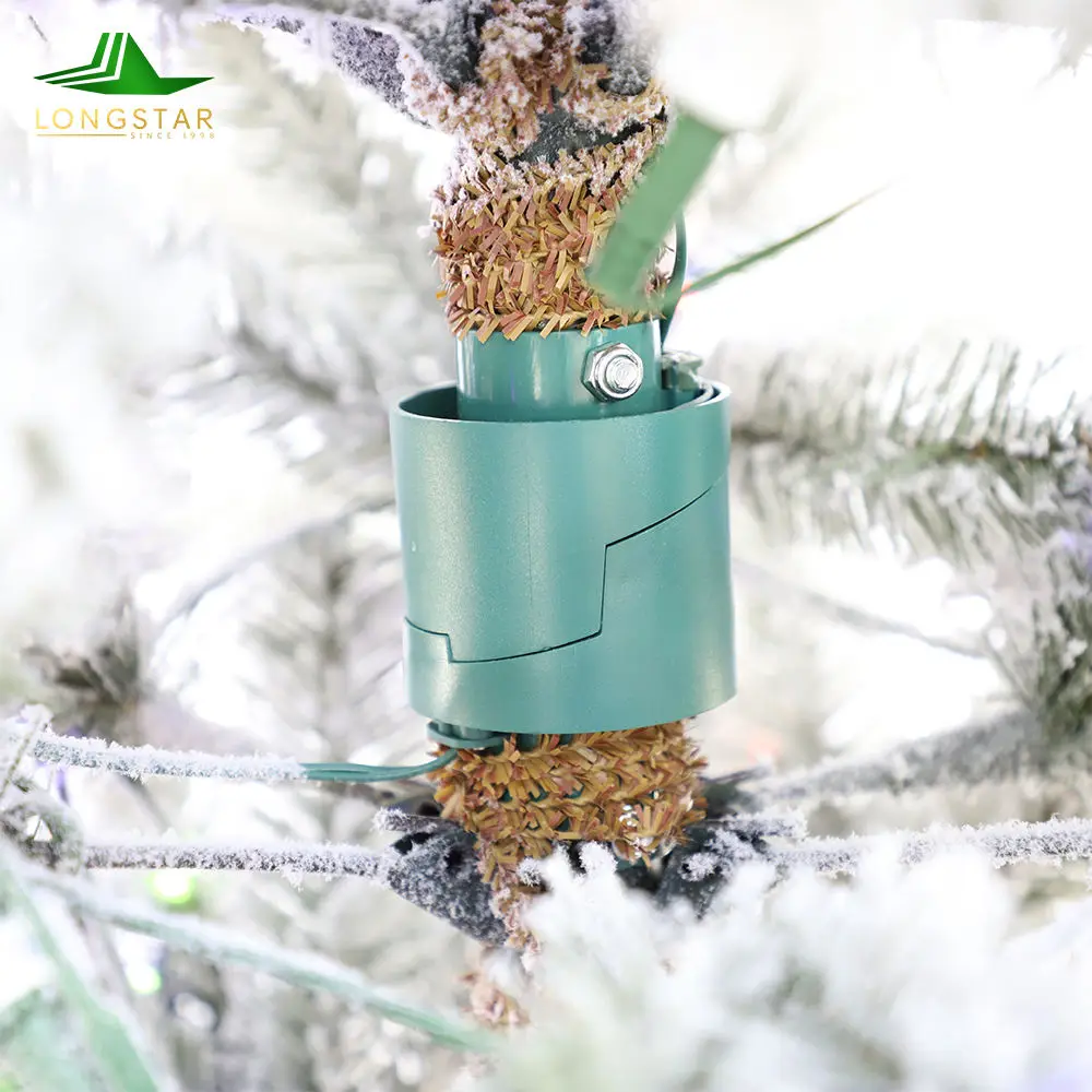 5-10FT PE PVC Mixed Material Prelit Snow Flocked Artificial Christmas Tree for Home and Outdoor Decoration