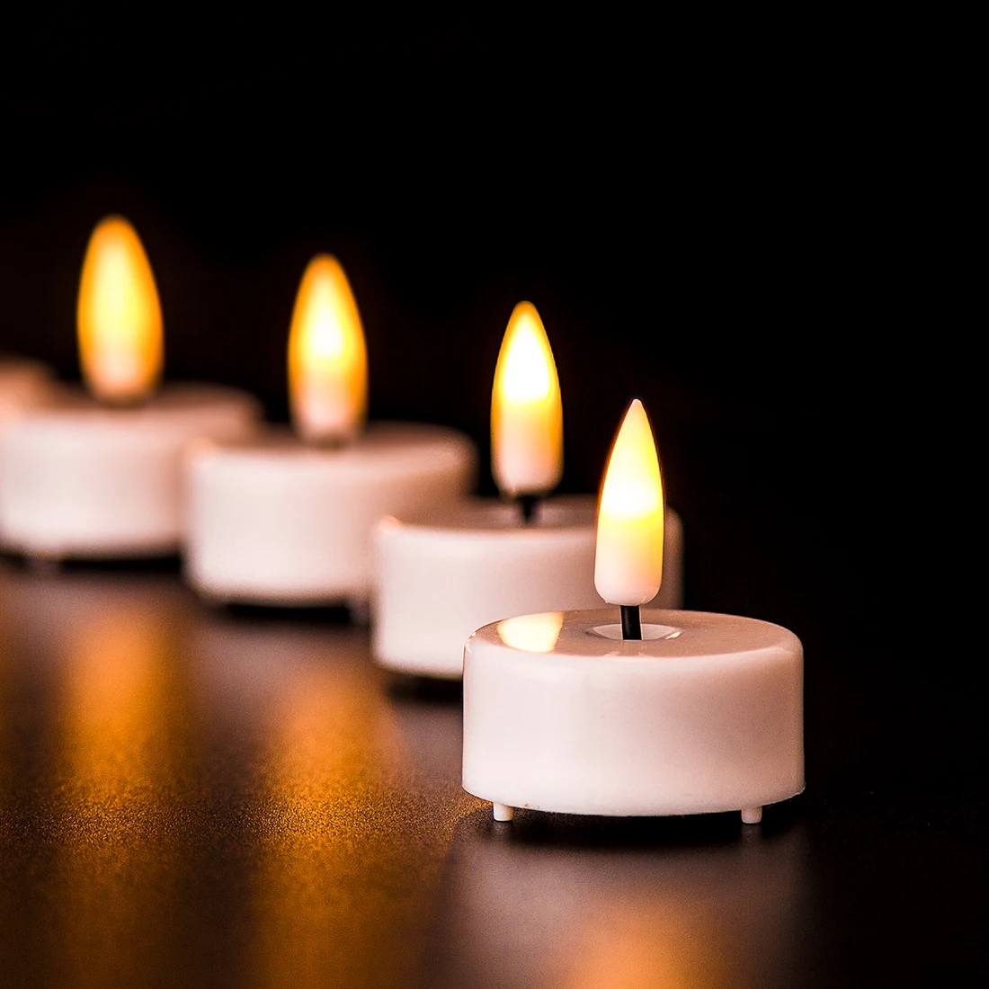 3d real flame white battery operated tea light home decoration set of 12 led tea light