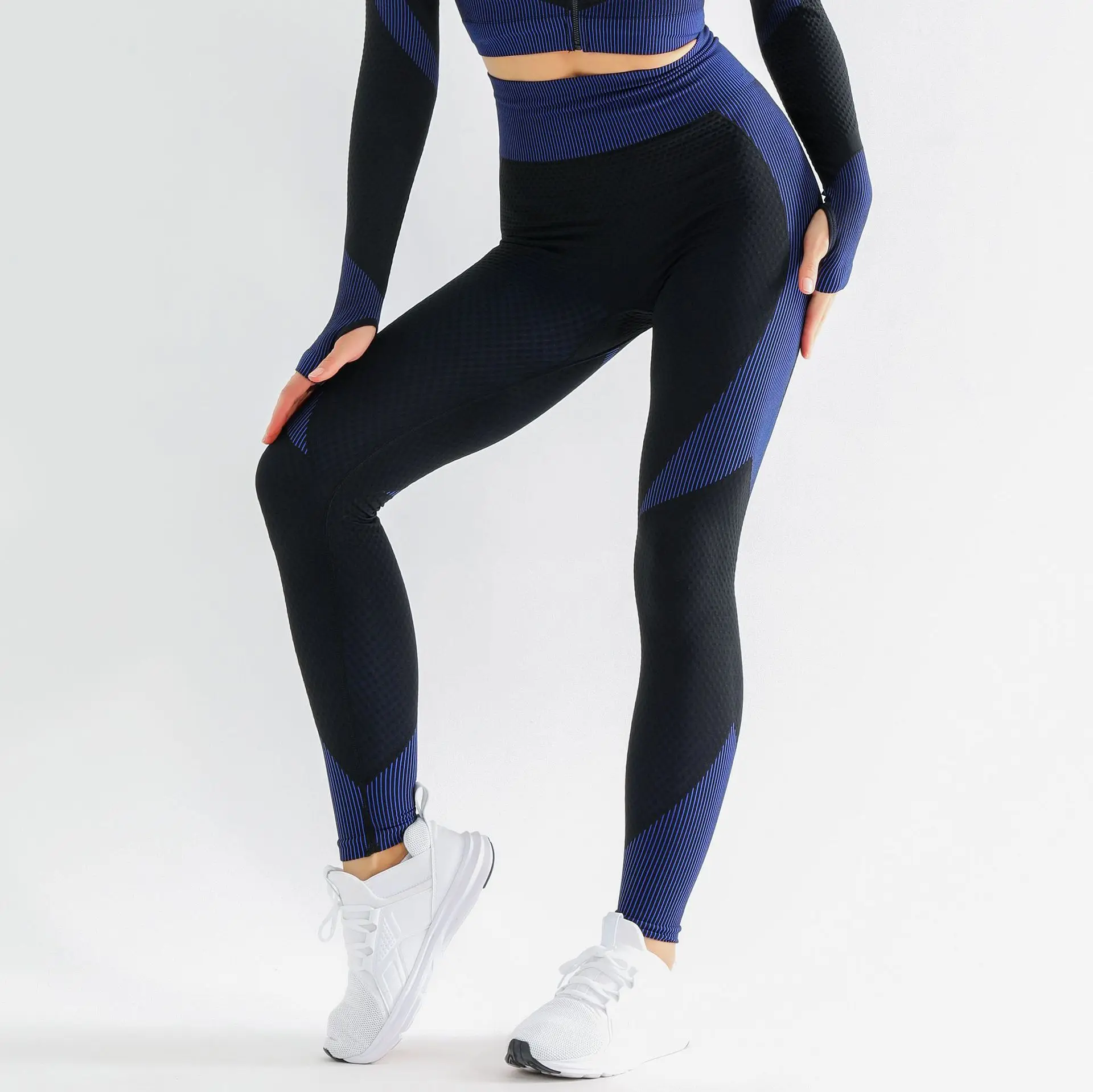 Womens PLus size XL 3 Piece three Outfit Fitness Yoga Sports Jacket Suit Gym Wear long sleeve Crop and seamless leggings Set