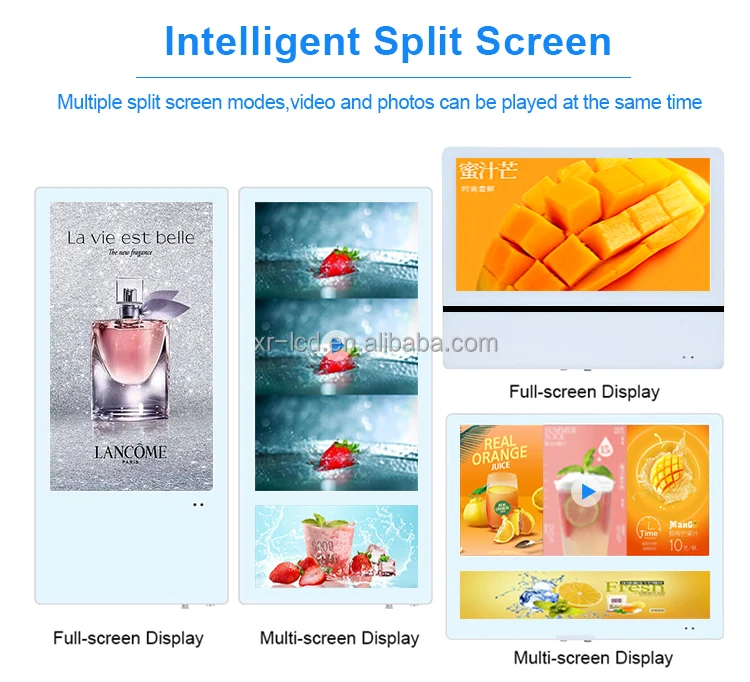 slim 18.5+10.1 inch commercial promotion lcd display screen advertising tv usb or android wifi elevator digital signage panels