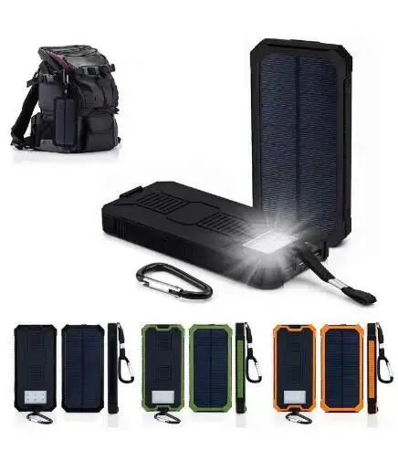 Portable Solar Charger 10000mah Waterproof Solar Power Bank 10000mah Dual Usb Li-Polymer Battery Charger