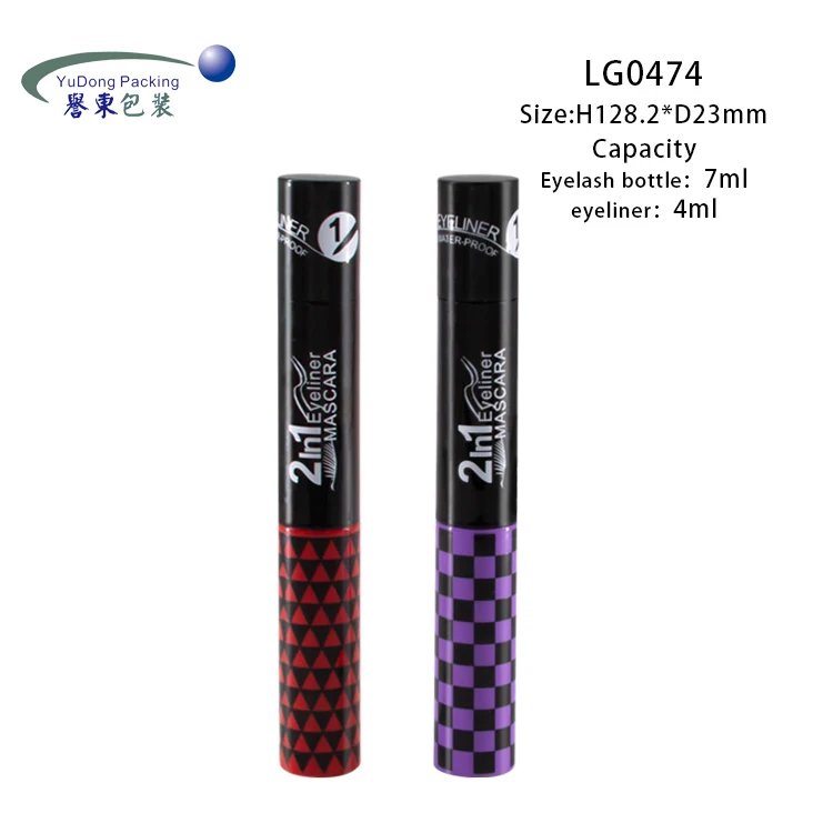 New Product Customized Logo Container Matt Black Empty Round Double Ended Eyeliner Tube Mascara Tube