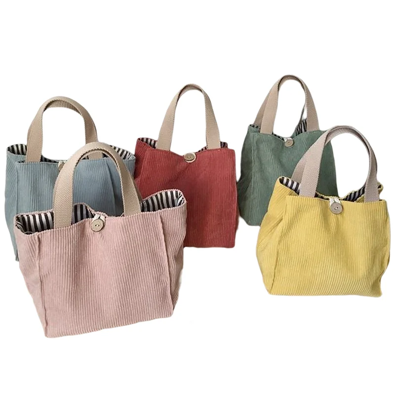 Wholesale Multi Colours Canvas Corduroy Customized Shoulder Bag Travel Tote Bag Organizer Hand Shopping Bag
