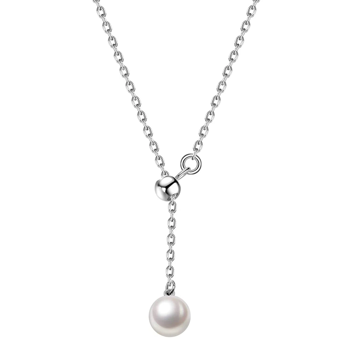 
women minimalist jewelry custom bar 925 sterling silver simple pearl pendant necklace delicate 