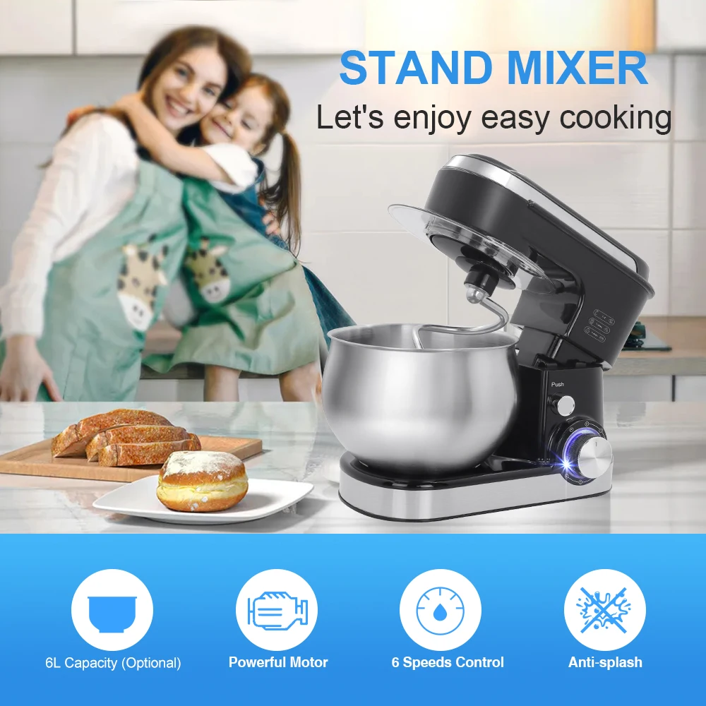 Manufacturer 5L 6L Automatic Standing Cake Mixer Dough Kneading Machine Bread Dough Stand Food Mixer
