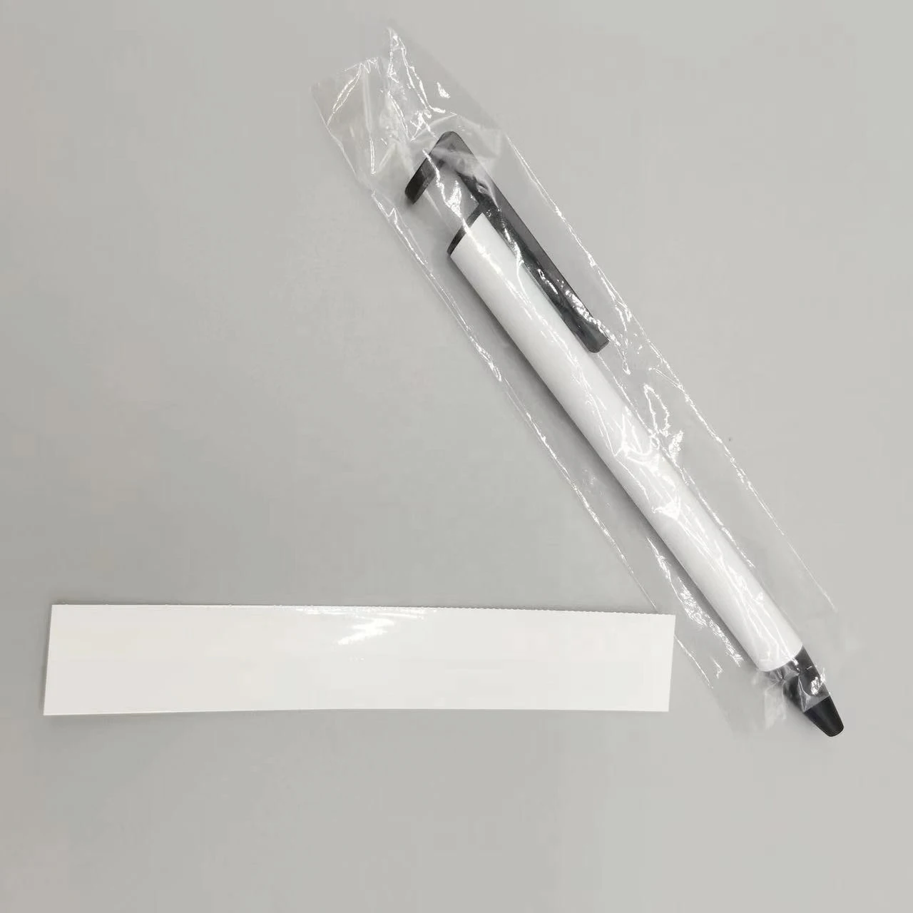 Ready to ship wholesale white metal sublimation blank ballpoint pens with shrink wrap for sublimation printing