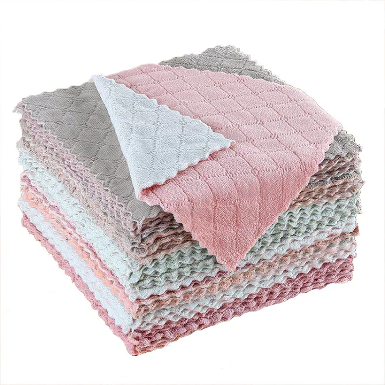 Kitchen Dish cloths Reusable Dish Towels Premium Dish Cloths Super Absorbent Coral Fleece Microfiber Cleaning Cloth