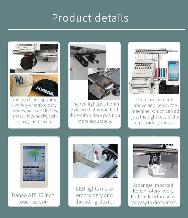 FUWEI single head 12/15 needles hat 3d cap and t-shirt sport canvas shoes embroidery machines price