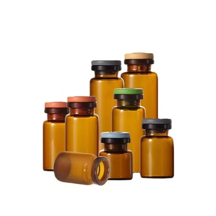 Penicillin drug injection coiled top neck tubular vial ampoule glass bottle with rubber stopper medical glass bottle