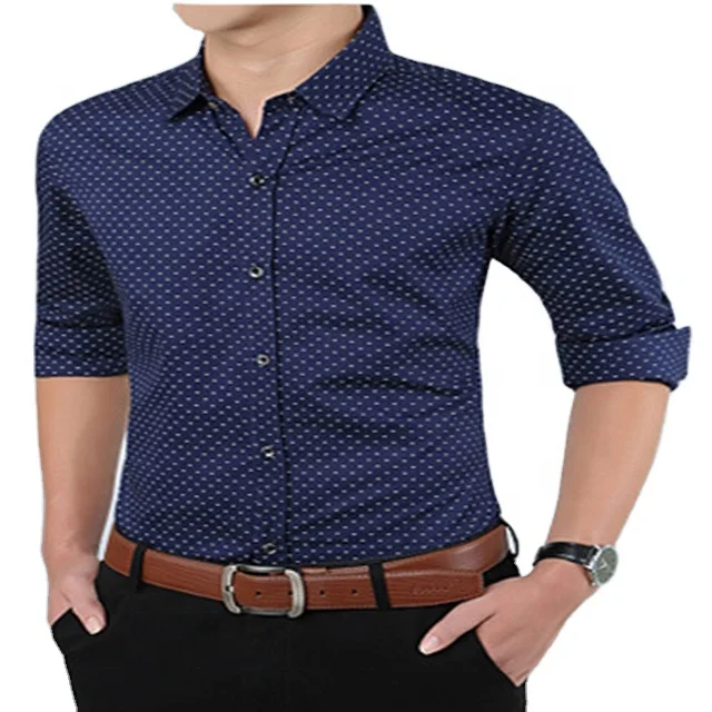 Hot Sale  Latest 100%Cotton Slim Fit Long Sleeve Casual Business Custom Printed Men Shirts