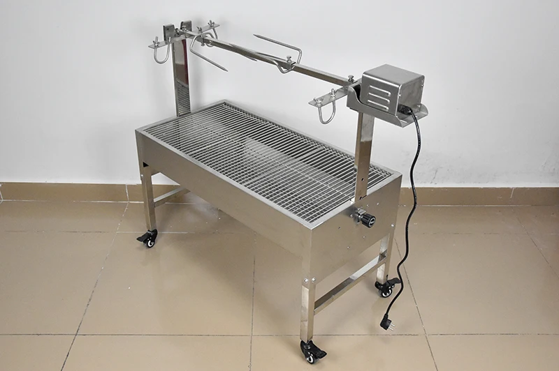 Ur-health Outdoor Stainless Steel Rotary Wood Charcoal BBQ Grill Spit Roaster Rotisserie