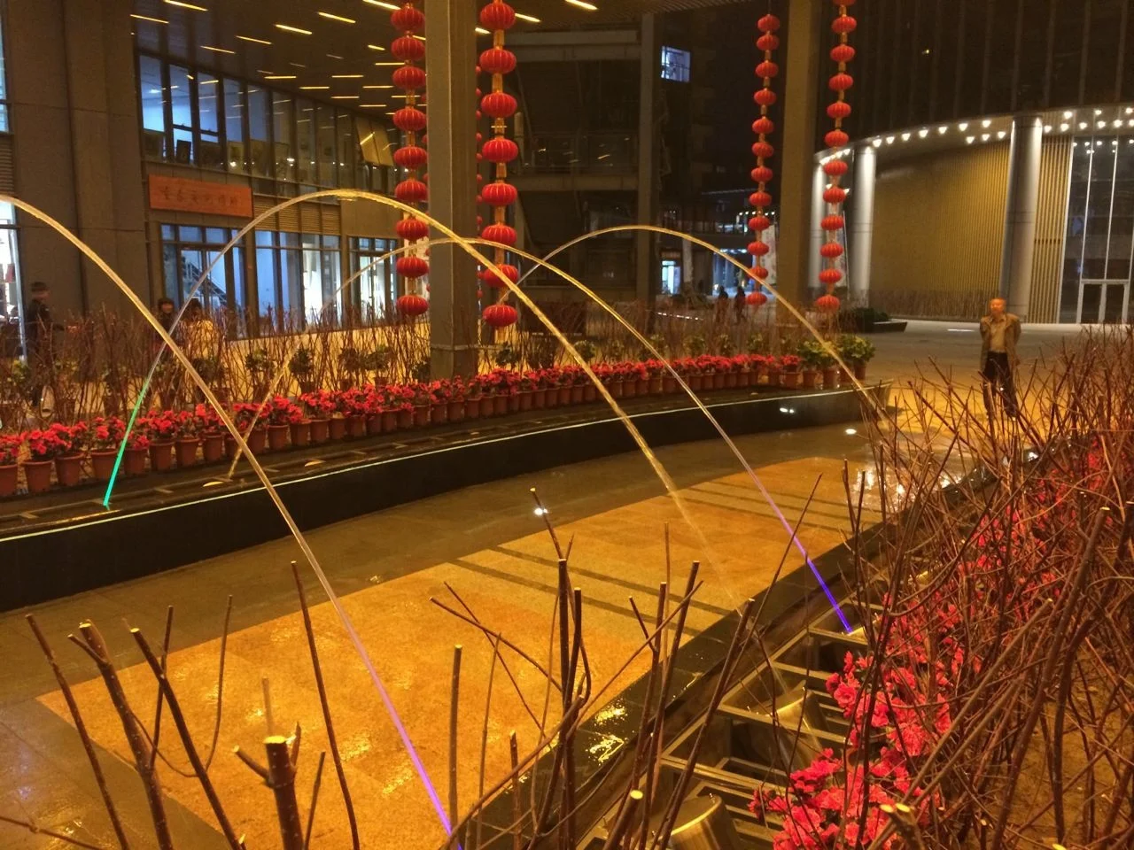 Parabolic Shapes Music Fountain Outdoor RGB LED Light Laminar Water Jet Water Fountain Jumping Flowing Fountain