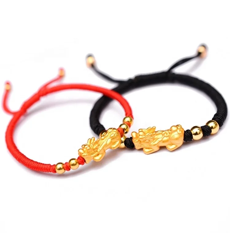 Fashion Handmade Lucky Charm New Hand-Woven Pure Silver Gold-Plated for Men And Women Chinese Pixiu Bracelet