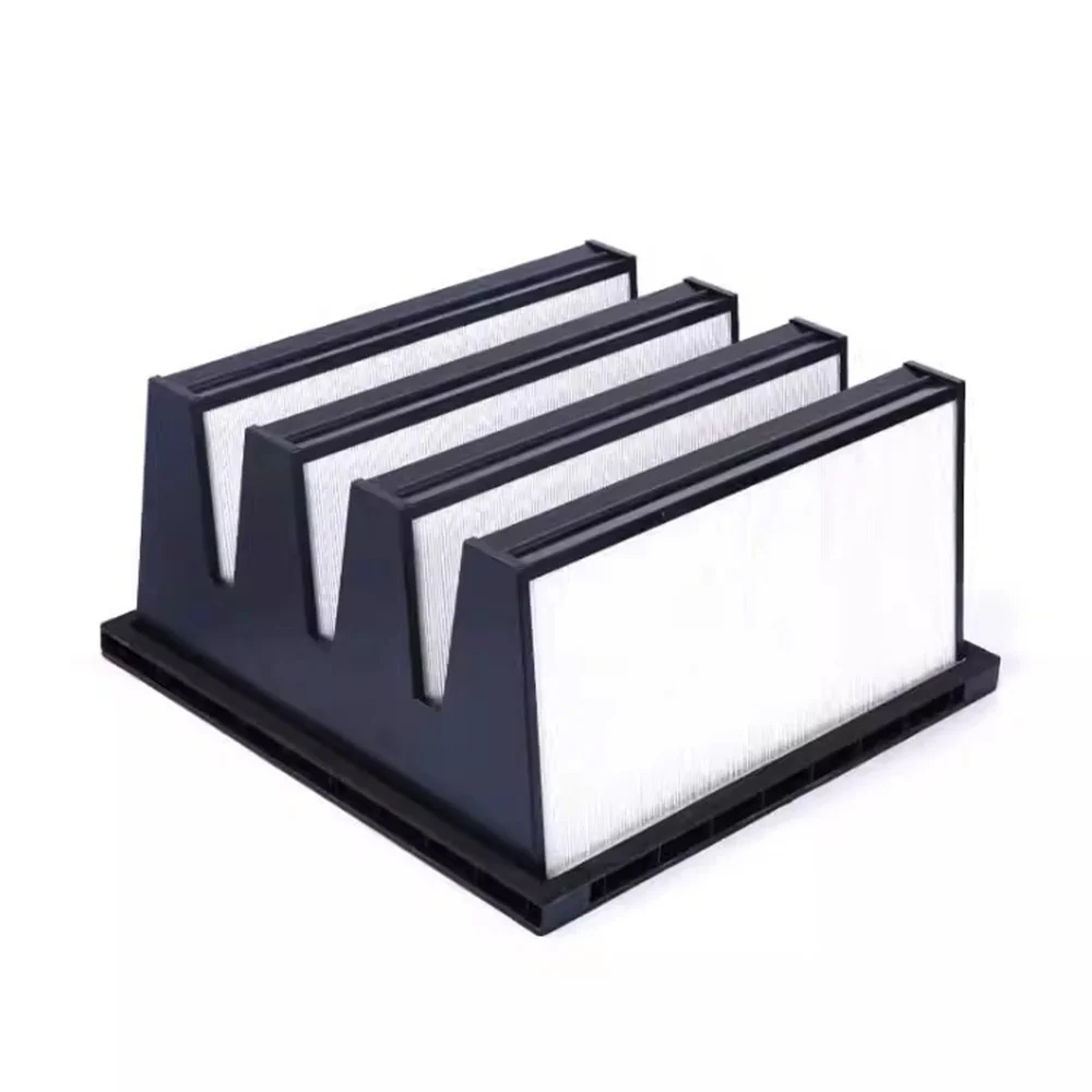 F7 F8 F9 H10 V Bank Filter High-Efficiency Plastic Frame Mini Pleat Air Filter V bank HEPA Air Filter HVAC System