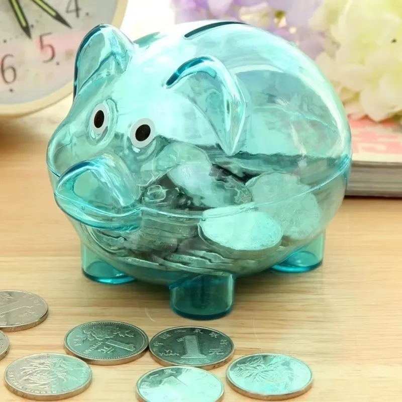 RTS Factory Clear Transparent Pig Plastic Piggy Money Bank Small Piggy Bank Money Boxes Storage Toys Home Decor Money Saving Box