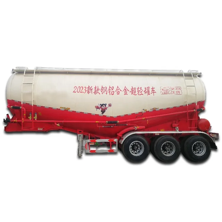 Air Compressor 60 Ton Tanker Storage Tank Dry Powder Bulk Cement Semi Truck Trailers