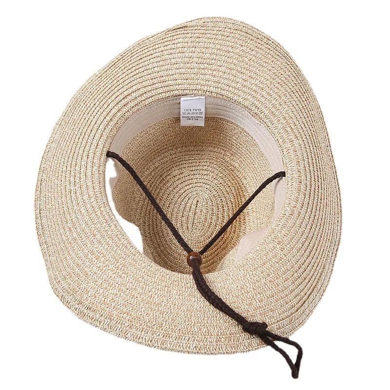 Соломенная шляпа для улицы, дышащий солнцезащитный козырек, складная мужская летняя Панама от солнца, корейский дорожный тренд, бумажная соломенная ковбойская шляпа