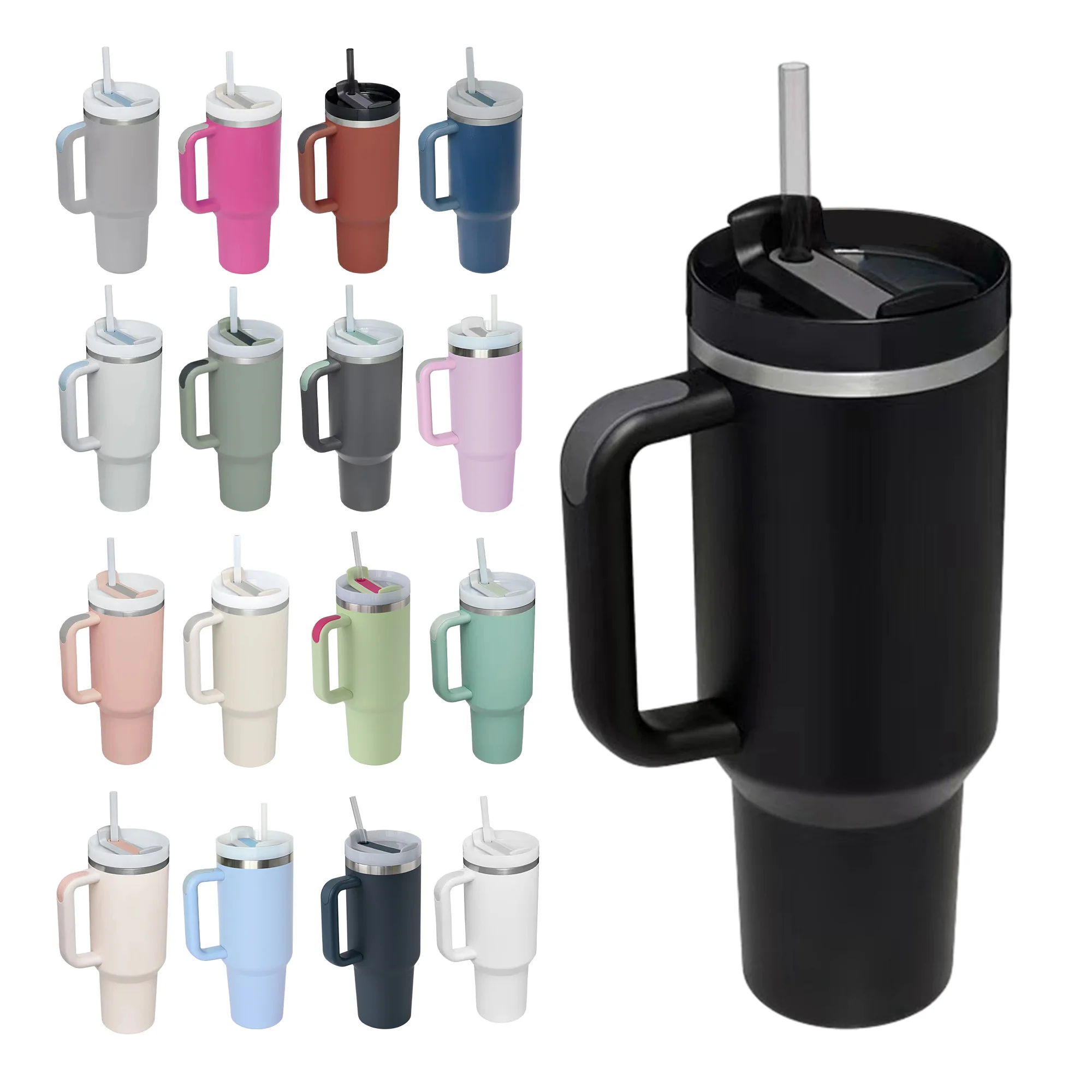 H2.0 FlowState 40oz Stainless Steel Vacuum Insulated Tumbler With Lid And Straw For Water Iced Tea Or Coffee Smoothie