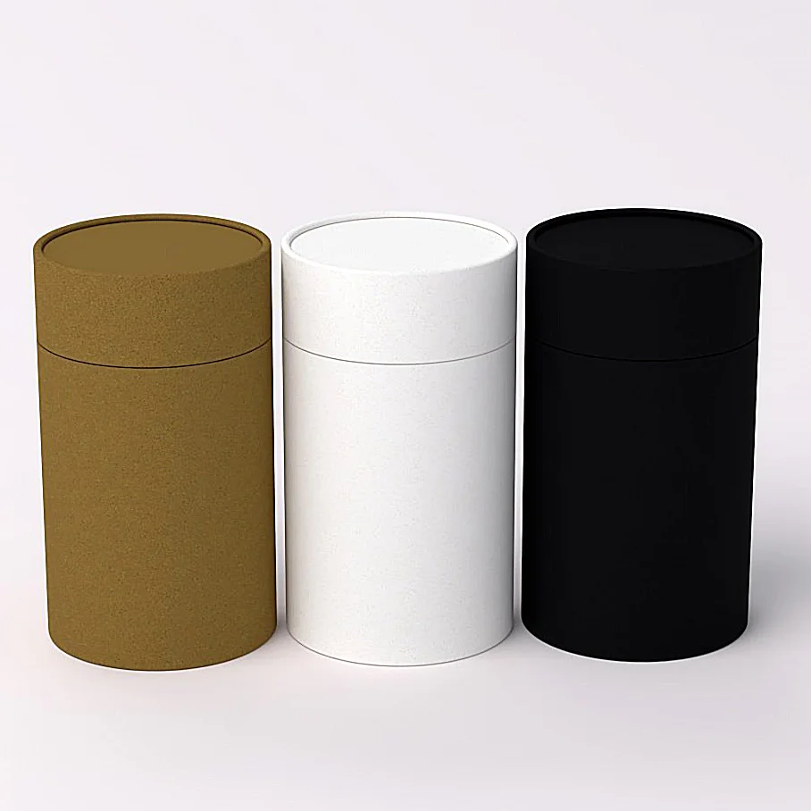 High Quality Brown Eco Kraft packing tube customize white round box black biodegradable cylinder packaging paper tube