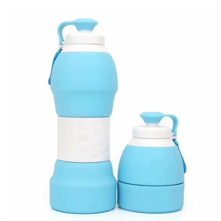 Personalized BPA Free Reusable Kids Bicycle Running Gym Foldable Silicone Water Bottle