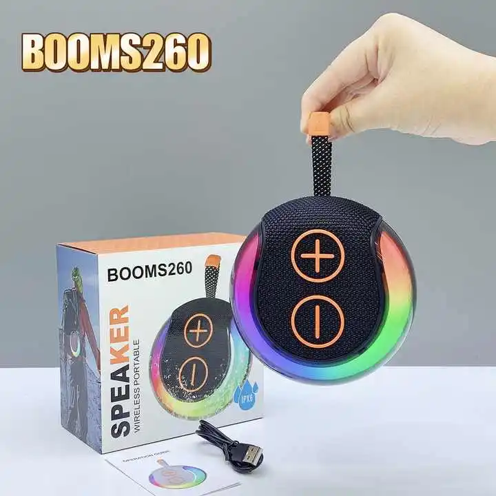 S260 High Quality TWS RGB Party Speaker Sound Activated RGB Mobile Music Loud Boombox Home Party Wireless Battery
