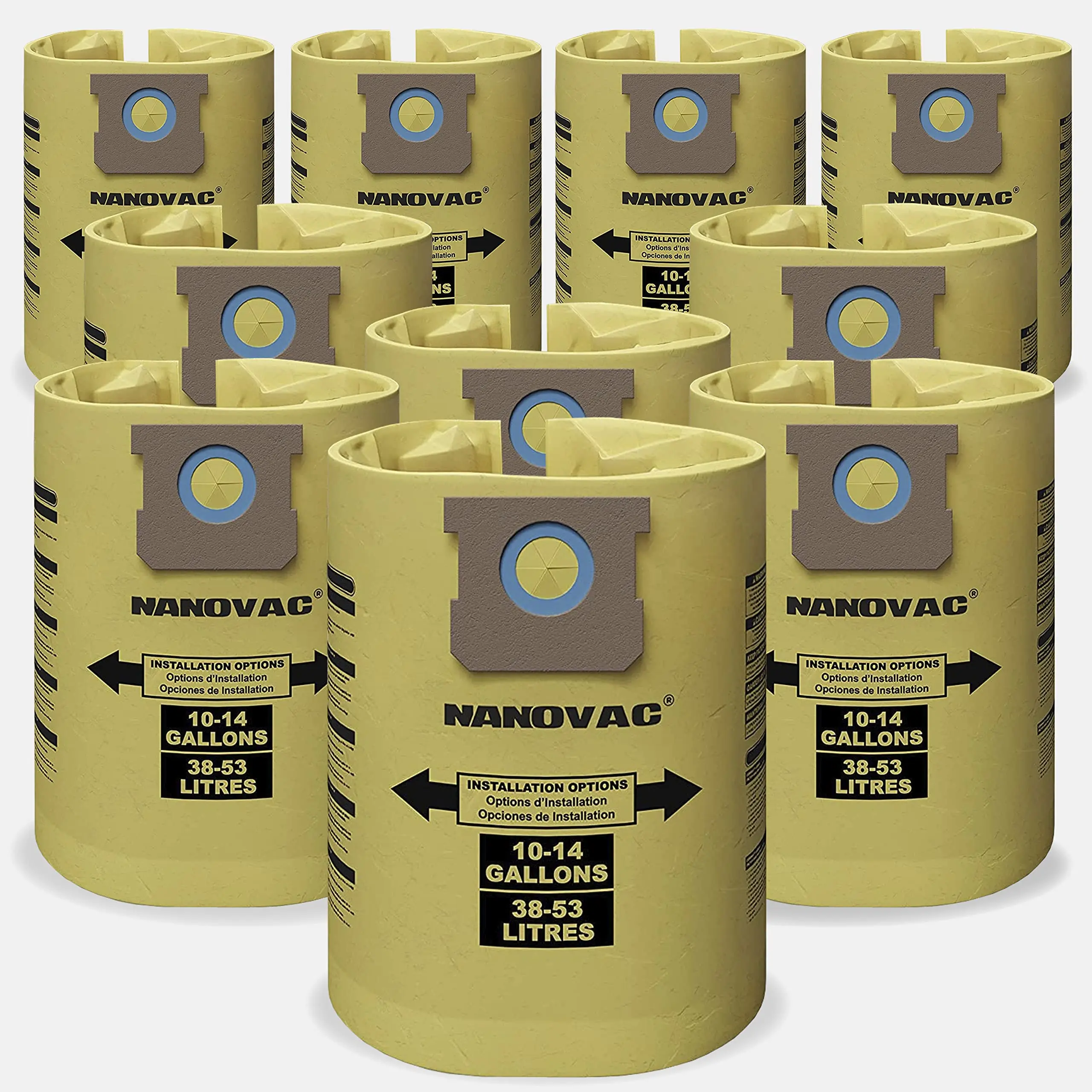 10 pcs Fits Shop Vac Bags 10-14 Gallon Type I 90672 - Type F 90662 VF2005-12 Gall Reinforced Filter Bag