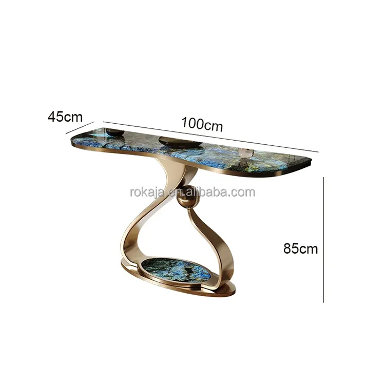 Modern Style Living Room Furniture Entryway Table Unique Metal Base Rock Slab Top Corridor Decorative Table Hotel Console Table