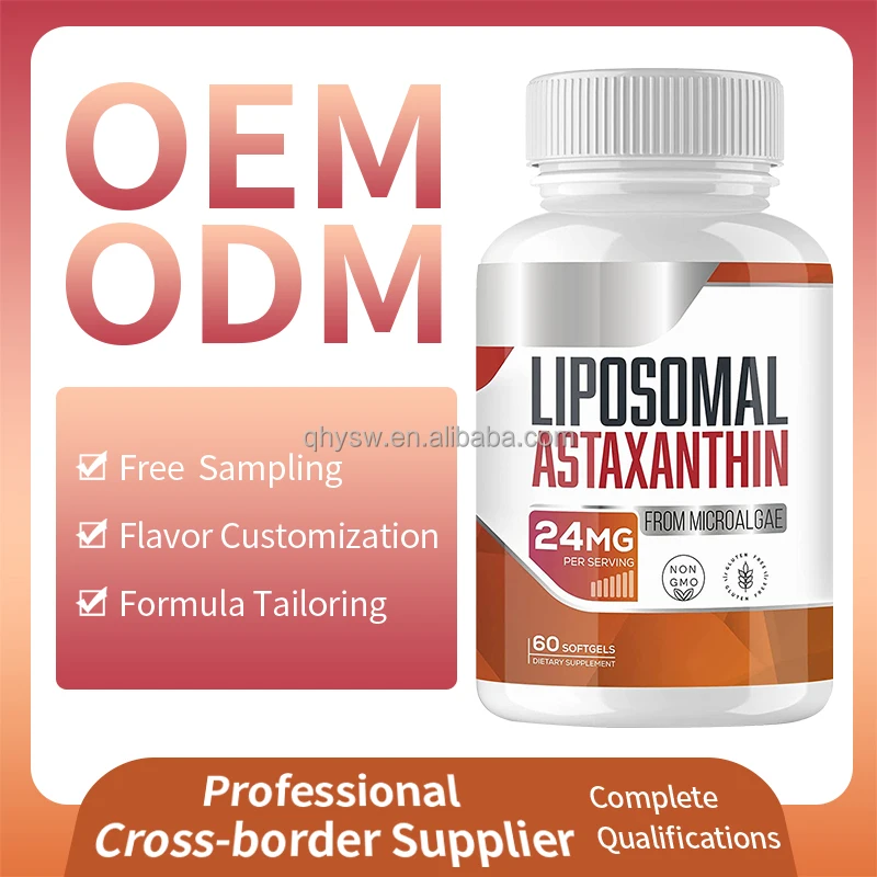 OEM Strength Liposomal Astaxanthin Supplement Plant Astaxanthin Softgels Supports Activity Skin & Eye Health Support