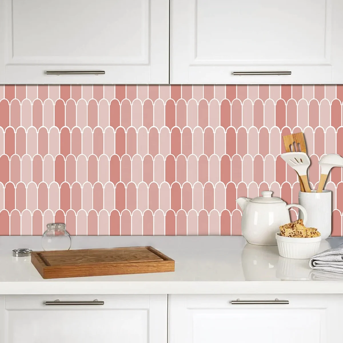 Premium Self Adhesive 3D Vinyl Wall Tile Pink Feather Style Peel And Stick Backsplash Tile Sticker for Kitchen Bathroom