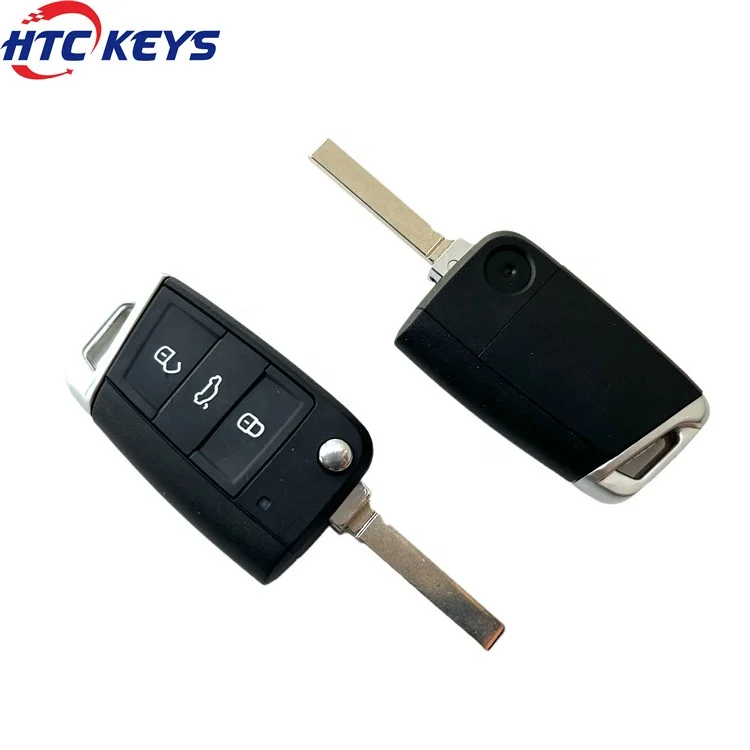 Good quality 3 Button Flip Remote Key Shell HU162 blade for V-W Golf 7