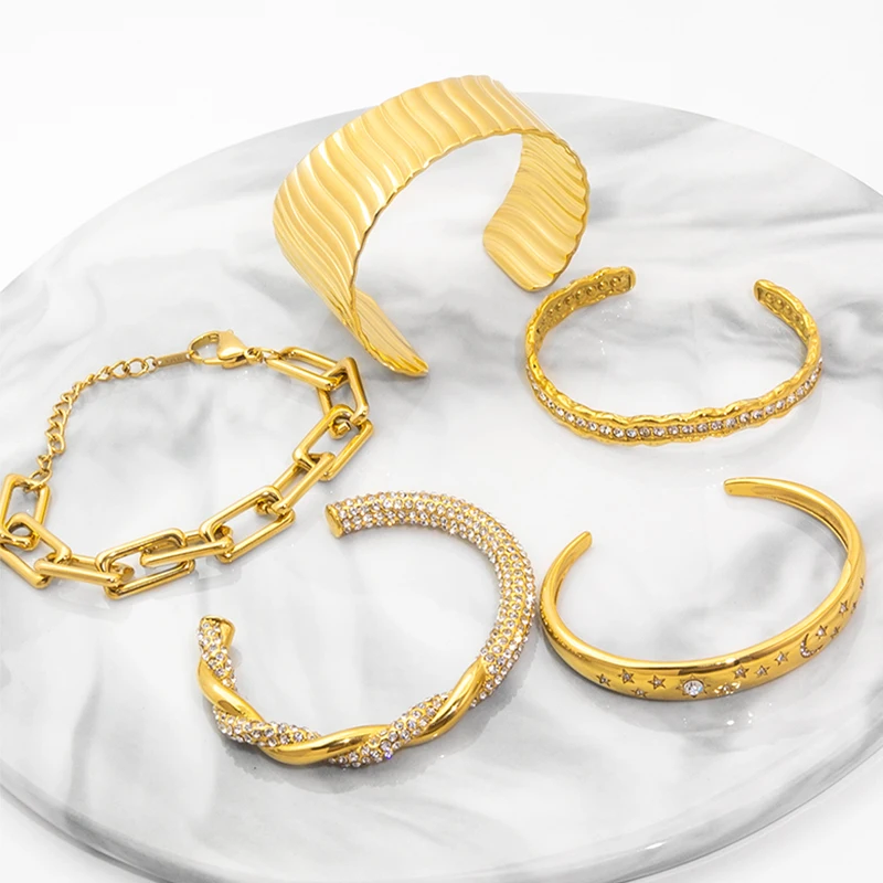 Новинка модные ювелирные изделия роскошный браслет с цепочкой из нержавеющей стали позолоченный