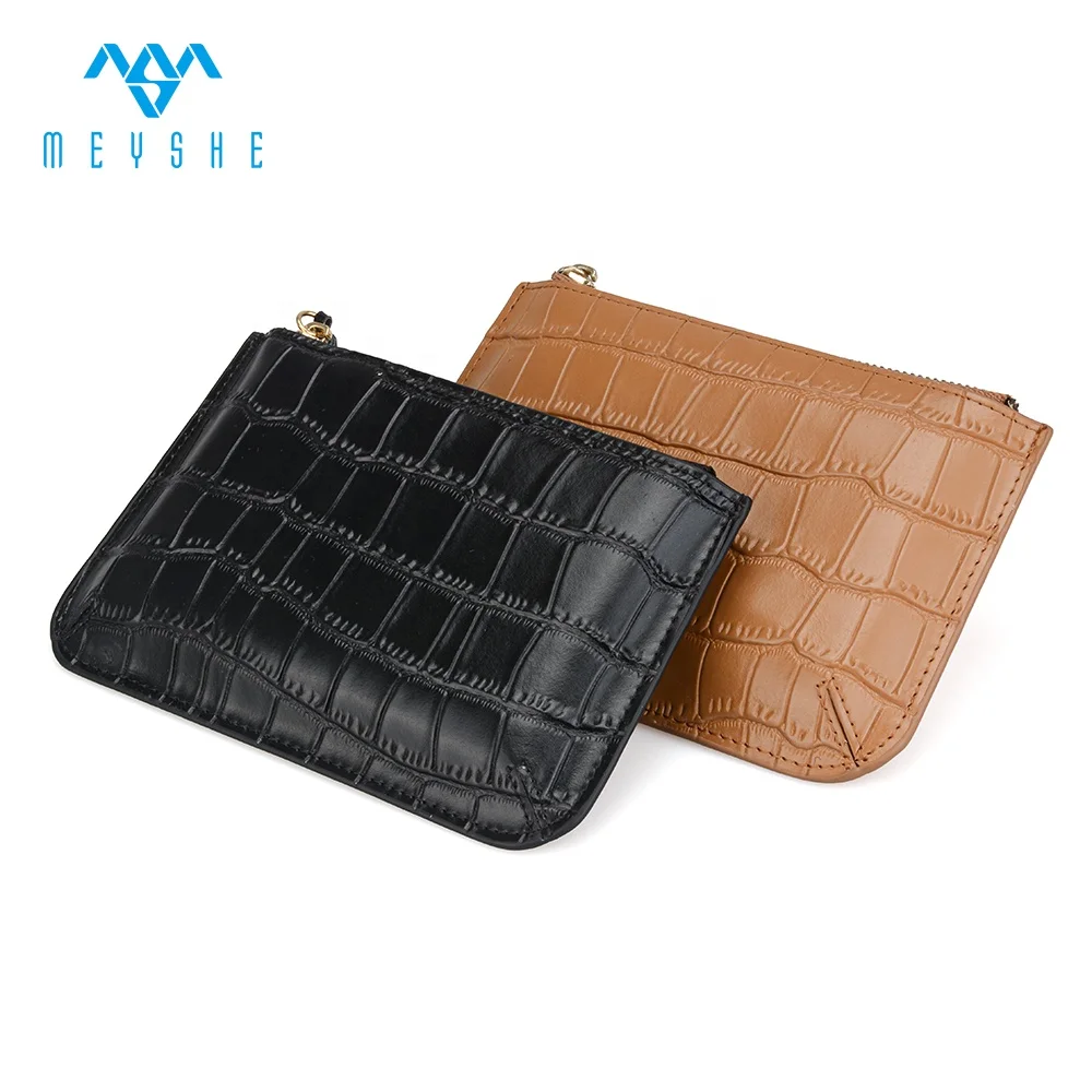 Factory Custom Wholesale High Quality  Brown Crocodile Genuine Leather Bag Coin Purse For Women