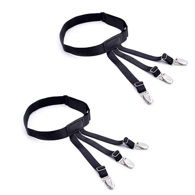 Mens Shirt Stays Shirt Holder Straps Adjustable Elastic Shirts Garters With Non-slip Locking Clamps
