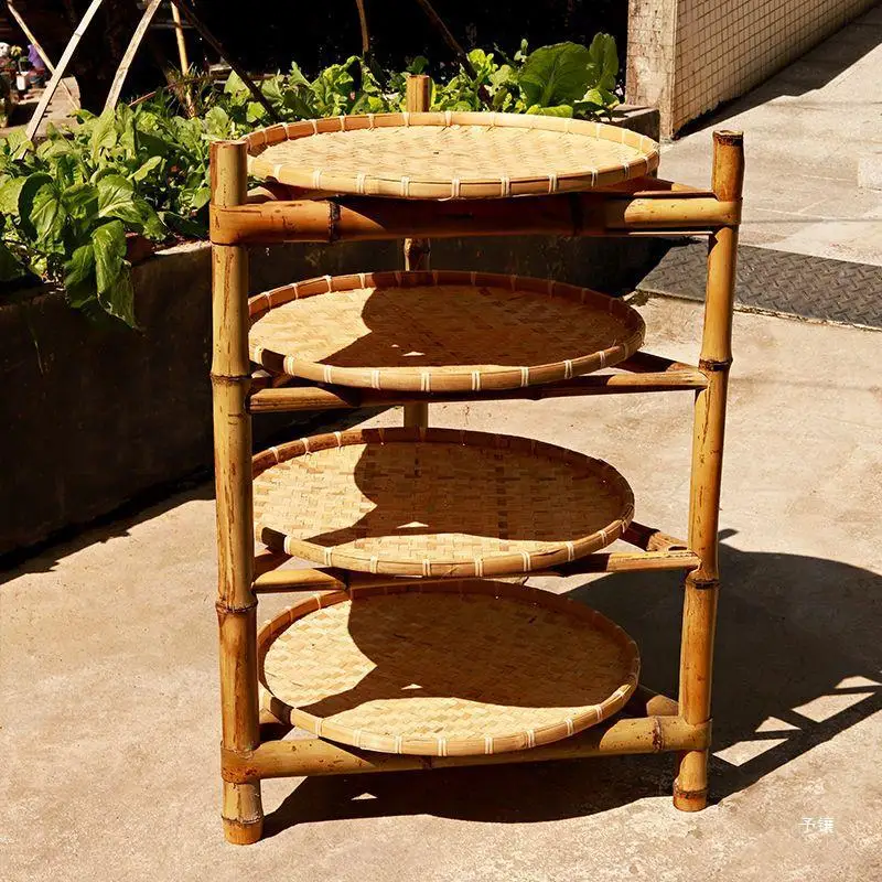 Bamboo Storage Basket Food Tray Drying Bamboo Household Container Bamboo Sieve Weave Fruit Basket