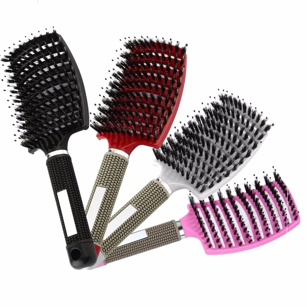 Women Hair Scalp Massage Comb Bristle Nylon Hairbrush Wet Curly Detangle Hair Brush For Salon Barber Hairdressing Styling Tools