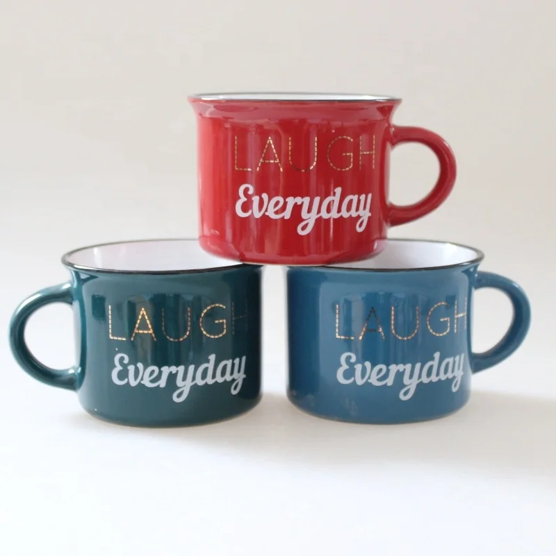 Round wholesale promotional china factory cheap gold printed black glaze decal logo ceramic coffee mug