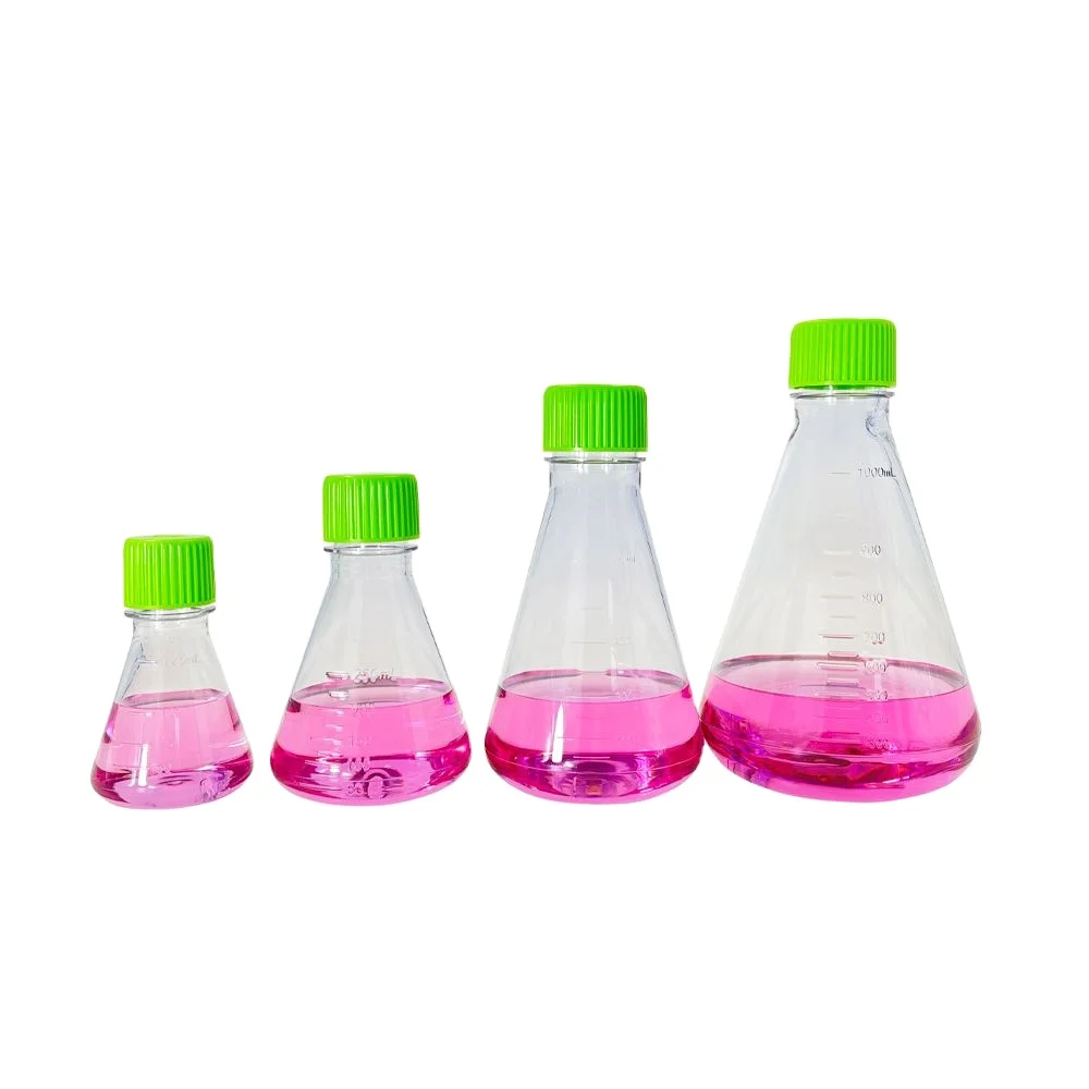 Clear PETG PC Triangular Erlenmeyer Shaker Flask 125ml 250ml 500ml 1000ml Erlenmeyer Flask For Suspension Cell Culture