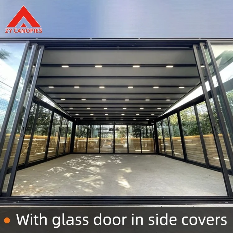 Markets Adjustable Aluminum Strong Durability And PVC Pergola Foldable Outdoor-shade Remote Control Gazebos