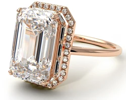 MEDBOO OEM ODM ювелирные изделия 18K розовое желтое настоящее золото 4 карата изумрудная огранка vvs Муассанит бриллиант обручальное кольцо ювелирные изделия Halo с Gra