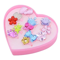 Cute Cartoon Gift Round Flower Crown Rings For Girls Children Jewelry Crystal Zircon Butterfly Ring for Kids Gift