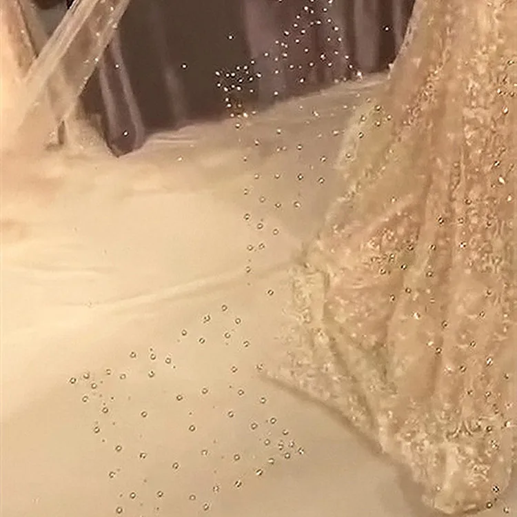 Customize one layer Ivory pearl crystal wedding veils pearl bridal veils for women with comb