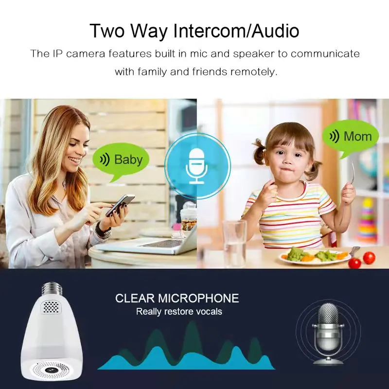 ABE Hot  APP HD 1080P Mini bulb Camera 2MP Light Bulb Wifi CCTV Camera Wireless Security Surveill Ptz Language intercom Camera