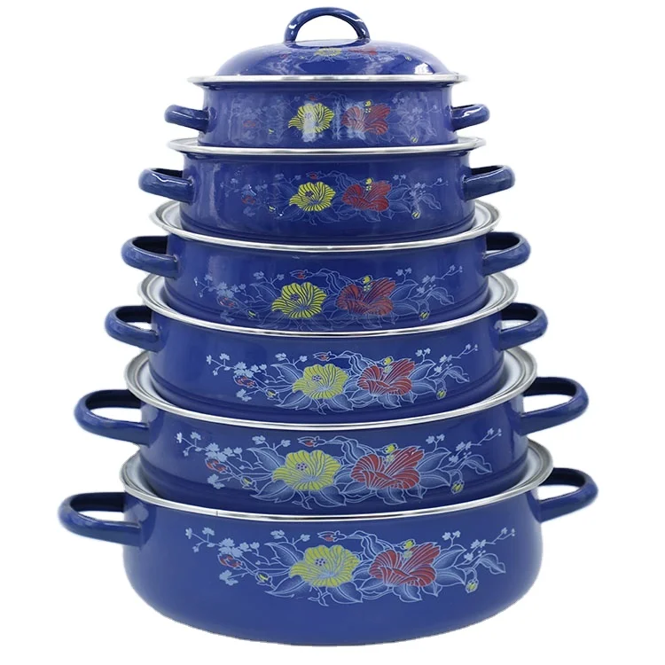 
Набор из 6 кастрюль с эмалью и металлической крышкой 