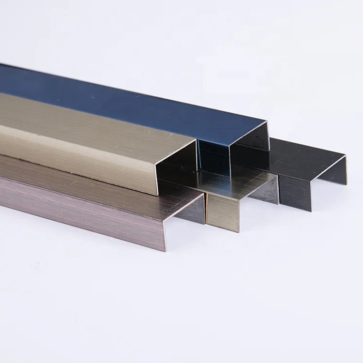 U Shape Profile Mirror Polished Gold Stainless Steel Tile Trim For Office Decoration