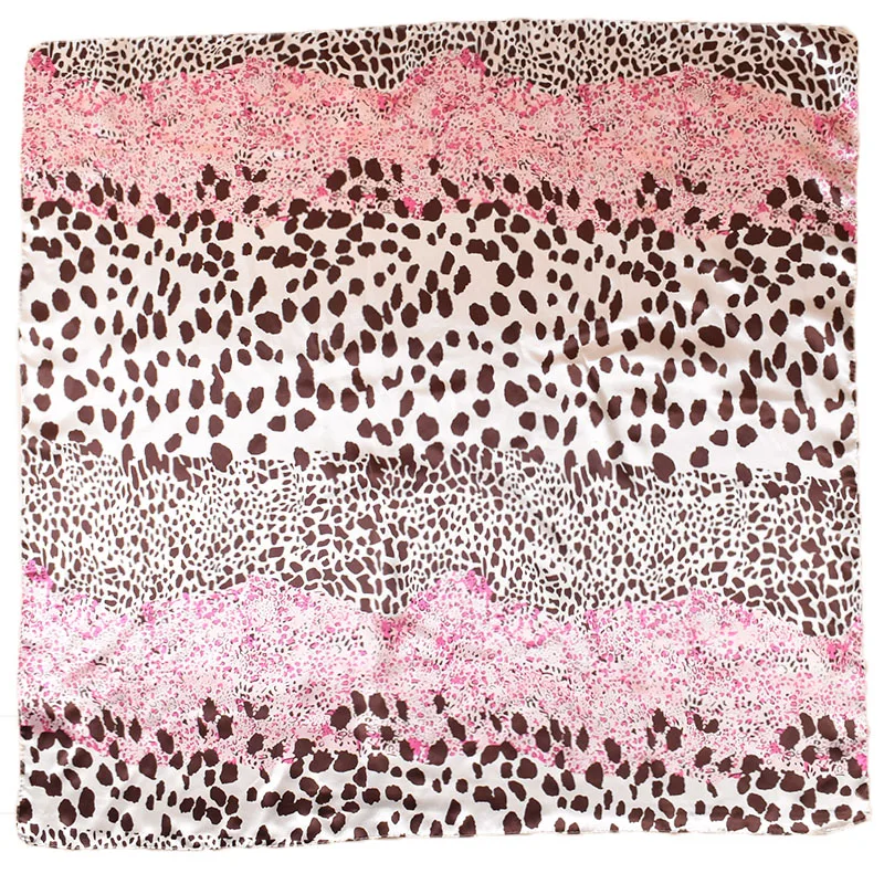 2024 Новый 90 полиэстер шелковый атлас Леопардовый принт квадратный шарф шаль женский шарф платок Бандана Хиджаб с индивидуальным принтом дизайн волос