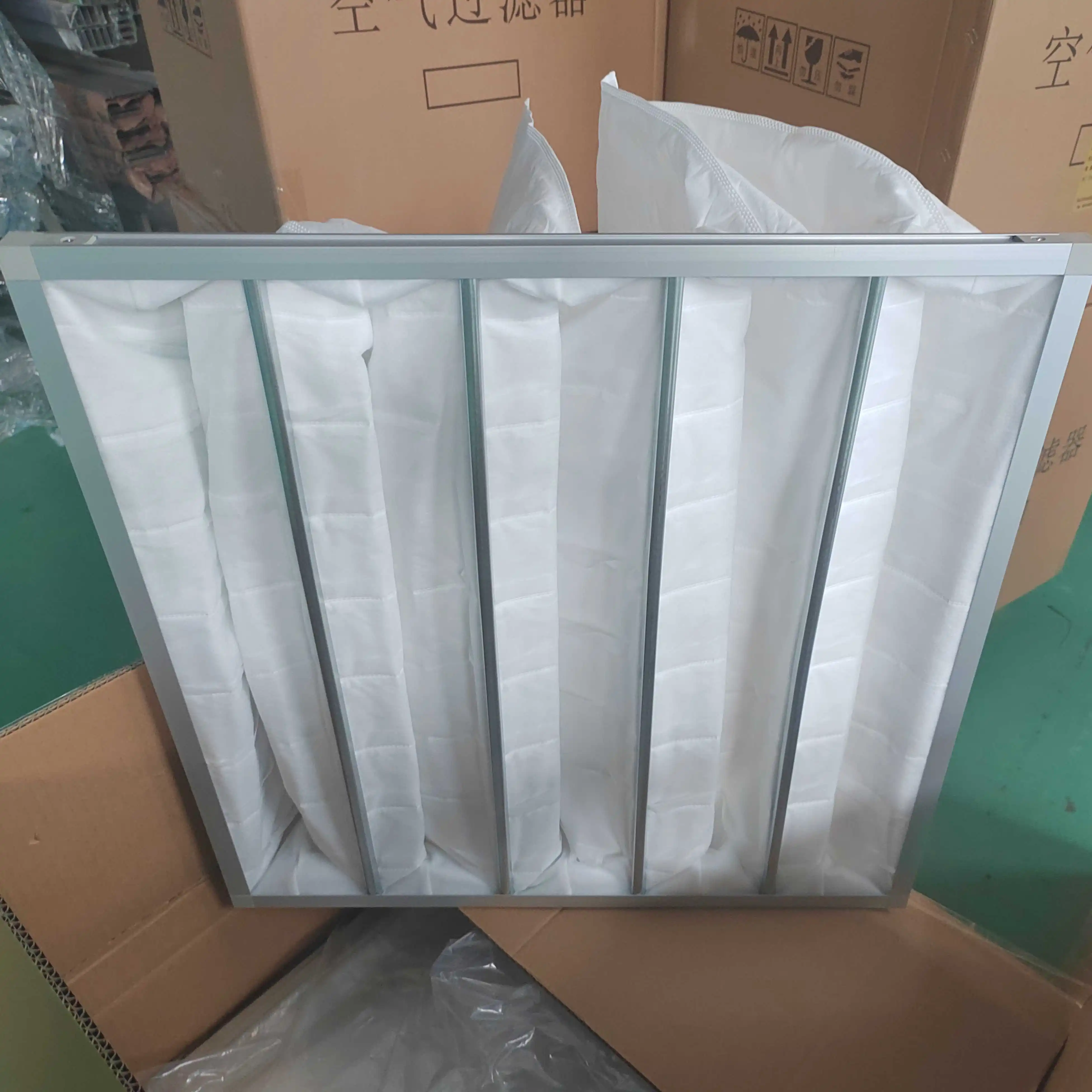 F8 V Bank Filter Medium Grade Efficiency Fiberglass V Type Air Filter for Industrial Manufacturing Plants