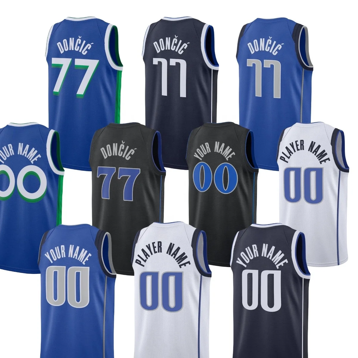 Ready to ship #77 Luka Doncic #11 Kyrie Irving  TIM HARDAWAY JR.Best Quality Stitched/hot pressed  National Basketball Jerseys