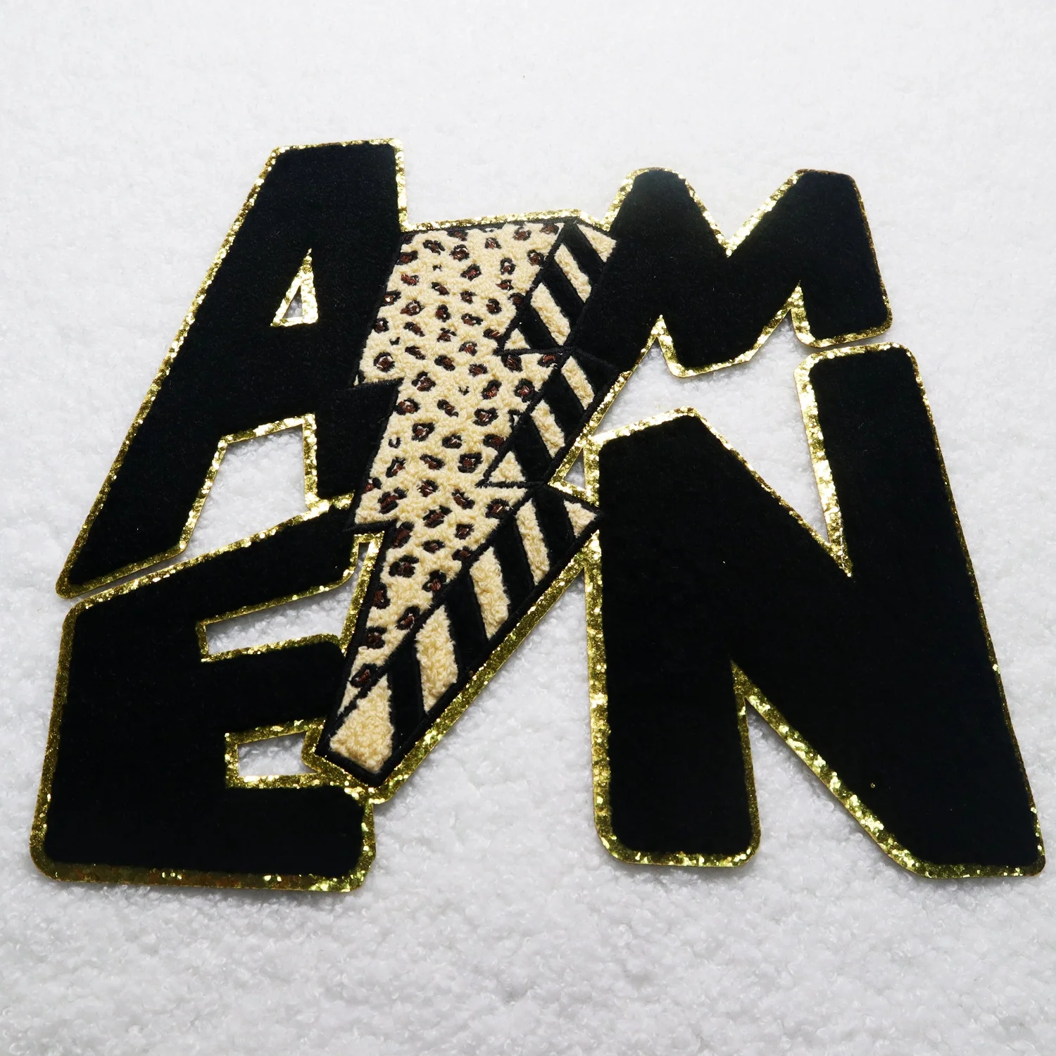 Hot Selling Festivals Large Jesus Cross Iron On Easter Chenille Patches For Clothing Custom Amen Embroidery