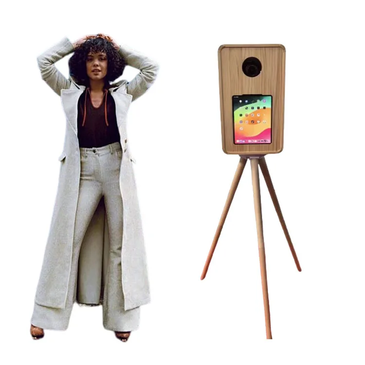 2024 DSLR Vintage Wooden iPad Photo Booth for 12.9 iPad Photobooth for Parties & Events