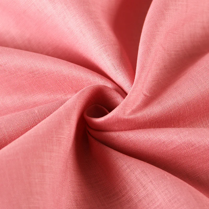 Wholesale new 150g solid color thickened plain weave linen fabric in stock 100% linen fabric